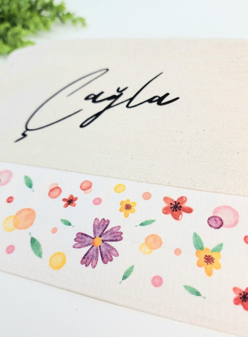 İsme Özel Renkli Çiçekli ve Yaprak Desenli Clutch Çanta - Görsel 2