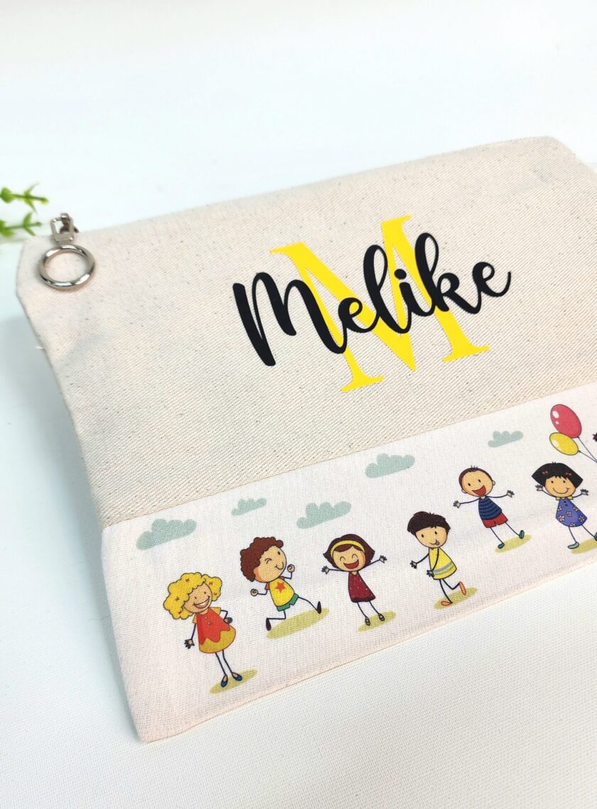 İsme Özel Sevimli Çocuk Figürlü Clutch Çanta - Görsel 3