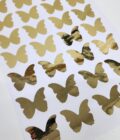 Yapışkanlı Sticker Kelebek Şekilli Sticker Etiket Parlak Gold Renkli 28 Adet 3.5x4.5 cm - Görsel 2
