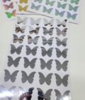 Yapışkanlı Sticker Kelebek Şekilli Sticker Etiket Parlak Gümüş Renkli 28 Adet 3.5x4.5 cm - Görsel 2