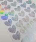 Yapışkanlı Sticker Kalp Şekilli Sticker Etiket Holografik Renkli 40 Adet 3.5x3.5 cm