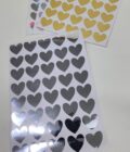 Yapışkanlı Sticker Kalp Şekilli Sticker Etiket Parlak Gümüş Renkli 40 Adet 3.5x3.5 cm - Görsel 2