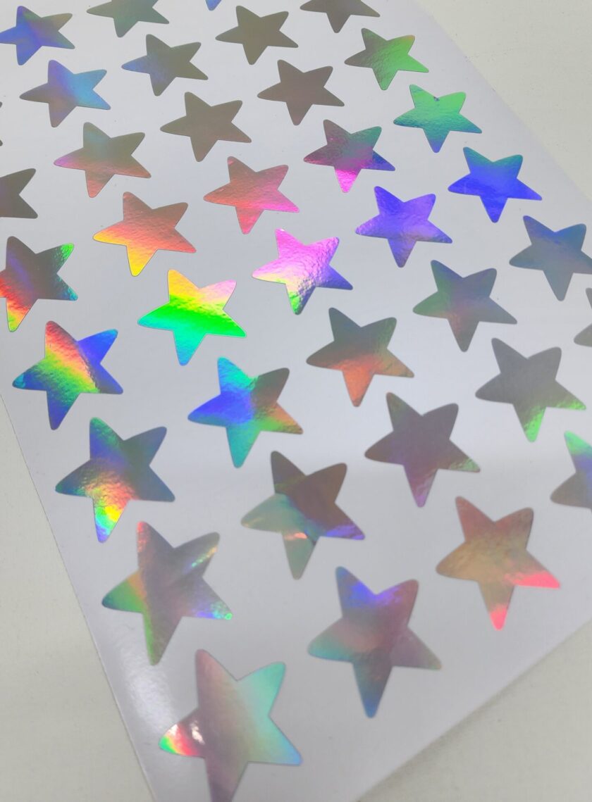 Yapışkanlı Sticker Yıldız Şekilli Sticker Etiket Gökkuşağı Renkli 40 Adet 3.5x3.5 cm