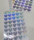 Yapışkanlı Sticker Kalp Şekilli Sticker Etiket Holografik Renkli 40 Adet 3.5x3.5 cm - Görsel 2