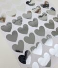 Yapışkanlı Sticker Kalp Şekilli Sticker Etiket Parlak Gümüş Renkli 40 Adet 3.5x3.5 cm