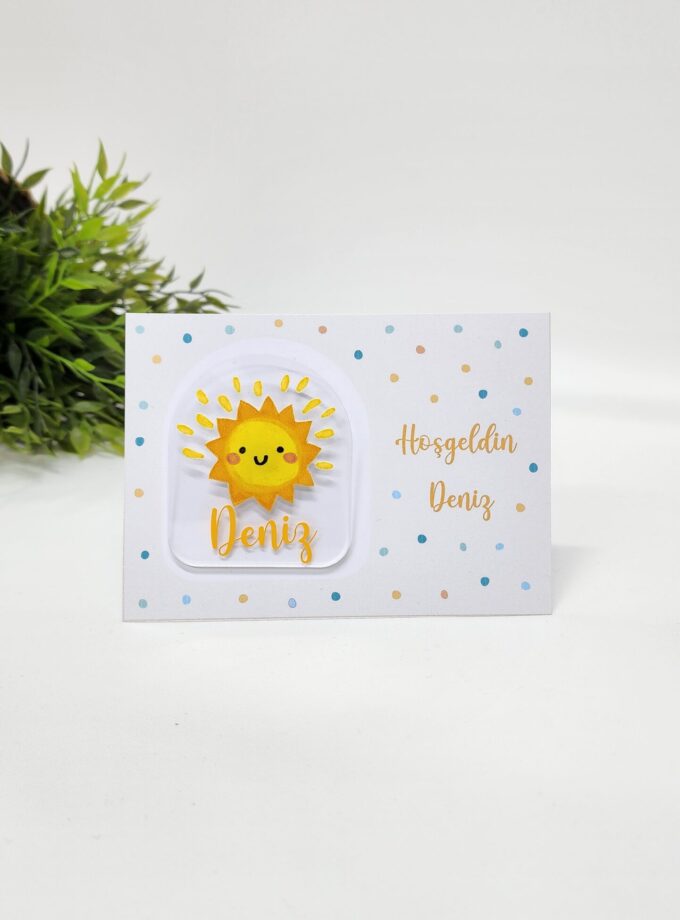 İsme Özel Kişiye Özel Güneş Figürlü Pleksi Bebek Magnet Yenidoğan Magnet 20 Adet