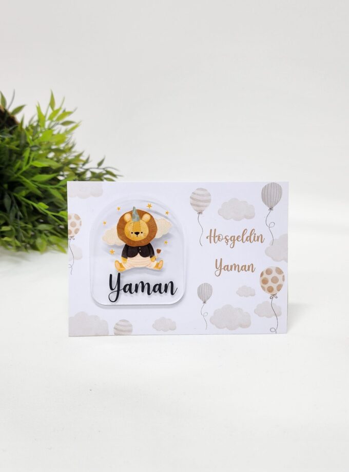 İsme Özel Kişiye Özel Aslan Figürlü Pleksi Bebek Magnet Yenidoğan Magnet 20 Adet