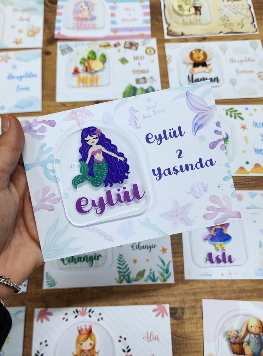 İsme Özel Kişiye Özel Denizkızı Pleksi Doğum Günü Magnet Bebek Magnet Bebek Hediyelik 20 Adet - Görsel 2