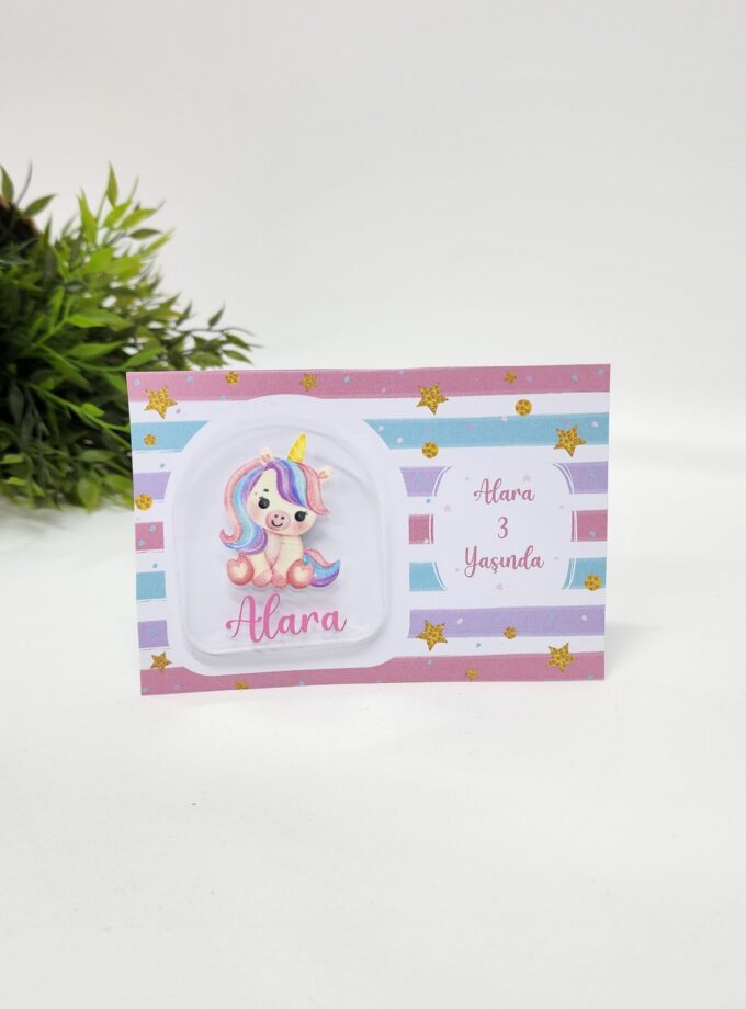 İsme Özel Kişiye Özel Unicorn Figürlü Pleksi Doğum Günü Magnet Bebek Magnet Bebek Hediyelik 20 Adet